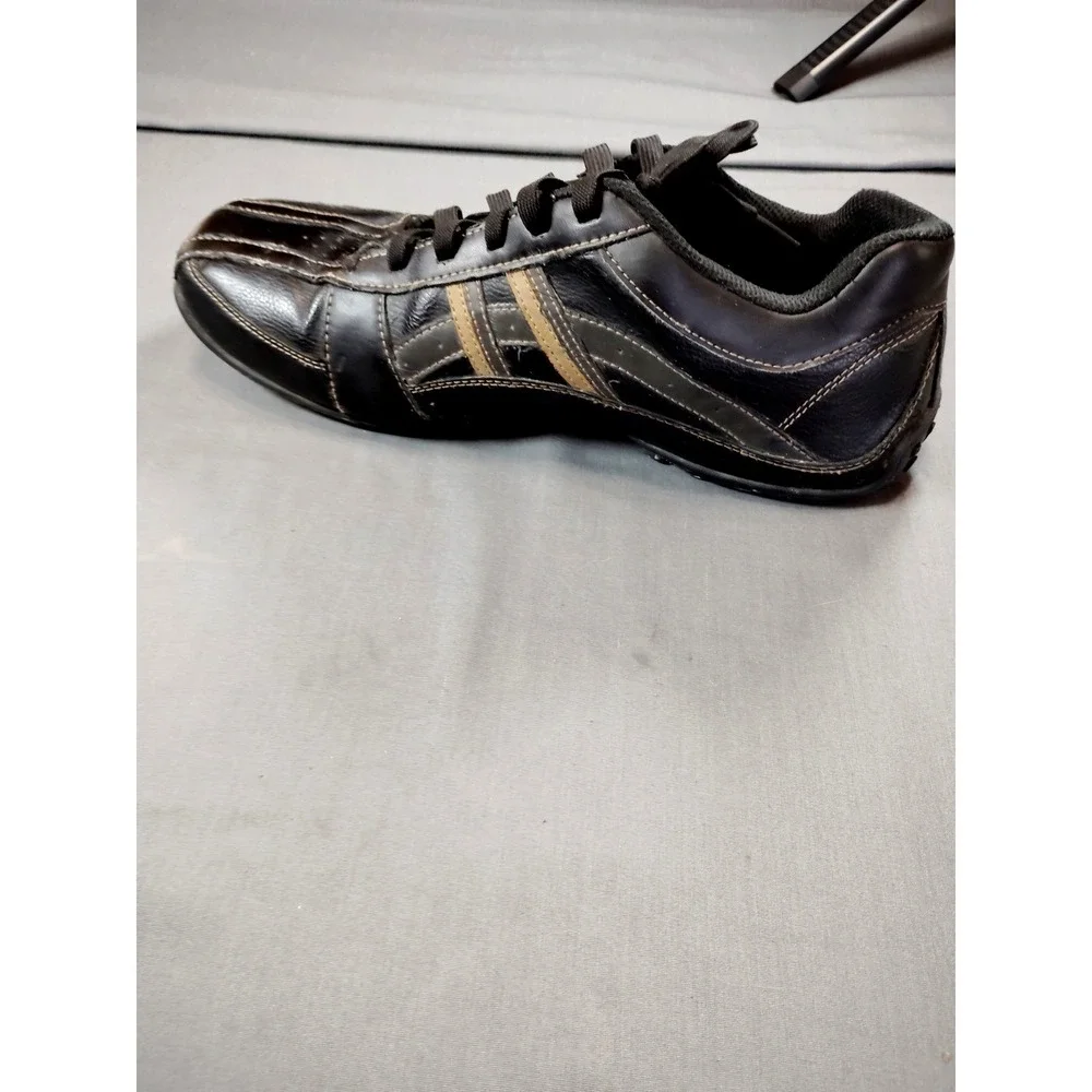 Skechers Men 11 Citywalk Malton Oxford Sneaker Black Tan Stripe Preppy Athletic*